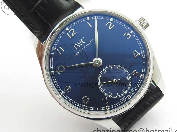 MIROTIME 0112 TimelessDesign Portuguese IW358304 ZF 1:1 Best Edition SS Blue Dial on Leather Strap A 7078